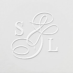 Elegant Calligraphy Ampersand Monogram Wedding Embosser