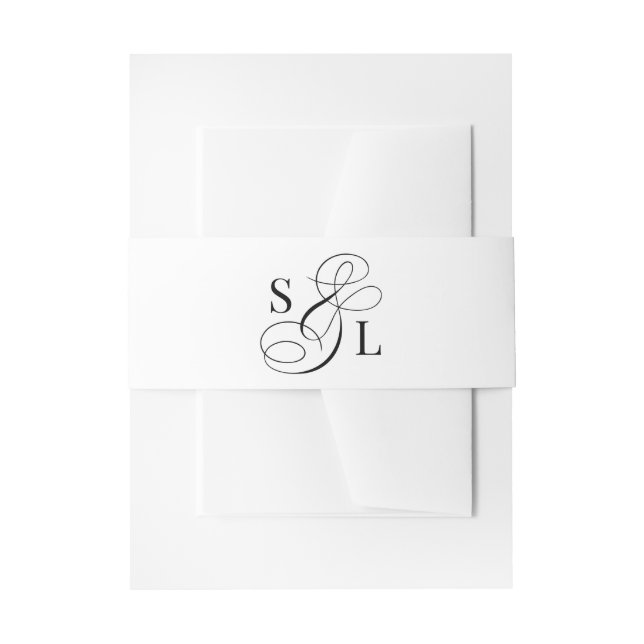 Elegant Calligraphy Ampersand Monogram Wedding Invitation Belly Band (Front Example)