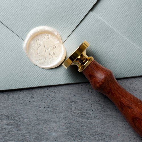 Elegant Calligraphy Ampersand Monogram Wedding Wax Seal Stamp