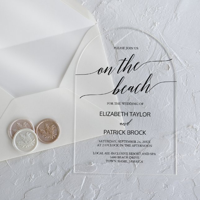 Elegant Calligraphy Arch Modern Boho Beach Wedding Acrylic Invitations (Elegant Calligraphy Arch Modern Boho Beach Wedding Acrylic Invitations)
