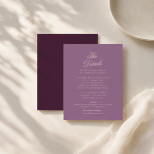 Elegant Calligraphy Aubergine Wedding Details Card