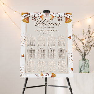 Elegant Calligraphy Autumn Wedding Seating Chart Foam Board
