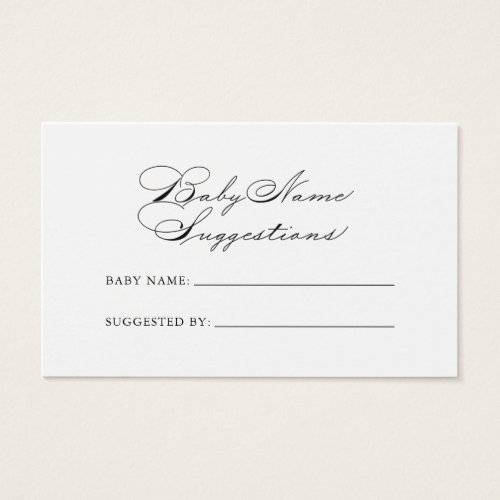 Elegant Calligraphy Baby Name Suggestions Card