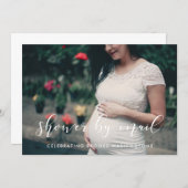 Elegant calligraphy Baby Shower by mail photo Invitation (Front/Back)