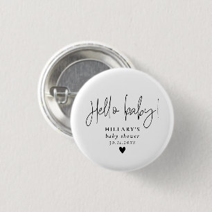 Elegant Calligraphy Baby Shower Hello baby Button
