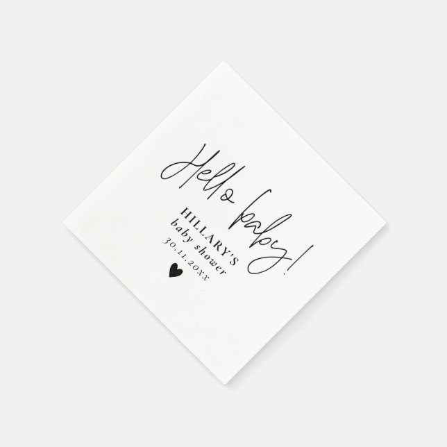 Elegant Calligraphy Baby Shower Hello baby  Napkins (Corner)