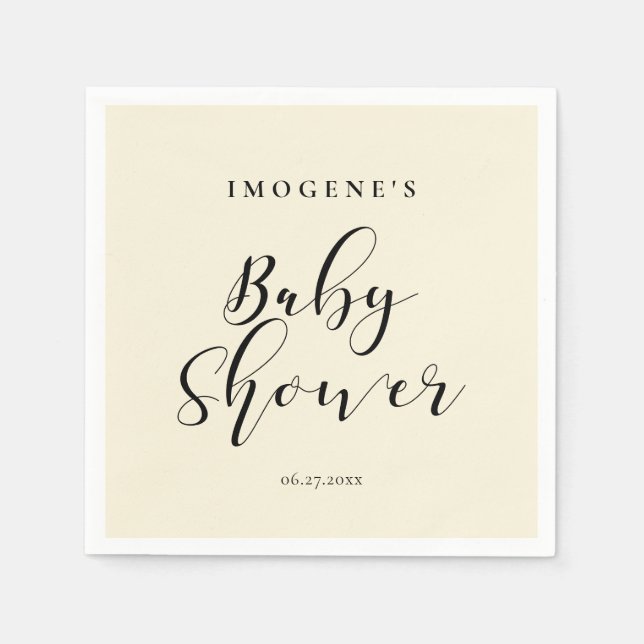 Elegant calligraphy Baby shower Napkins (Front)