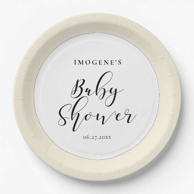 Elegant calligraphy Baby shower Paper Plates (Front)