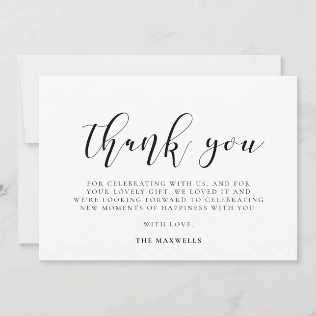 Elegant calligraphy Baby shower Thank You Card | Zazzle