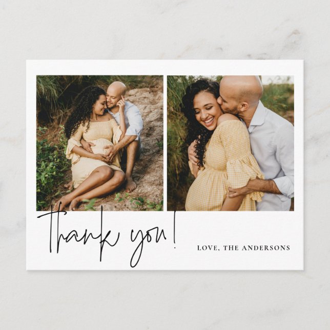 Elegant Calligraphy Baby Shower thank you Postcard (Front)