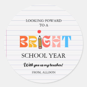 Elegant calligraphy back to school Teacher gift Classic Round Sticker