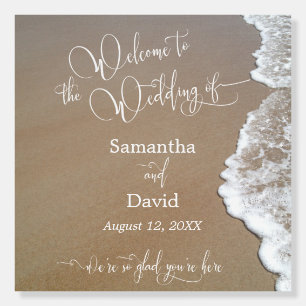 Elegant Calligraphy Beach Photo Wedding Welcome Foam Board