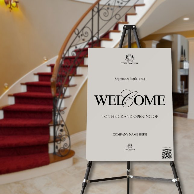 Elegant Calligraphy Beige Business Logo Welcome  Foam Board (Creator Uploaded)