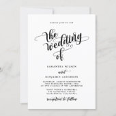 Elegant Calligraphy Black And White Photo Wedding Invitation (Front)