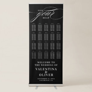 Elegant Calligraphy Black and White Seating Chart  Retractable Banner