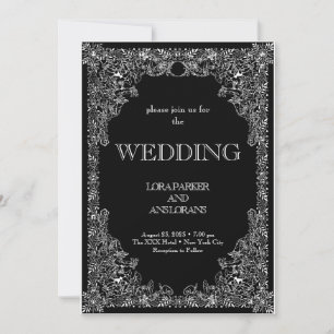 Elegant Calligraphy Black and White Wedding Invitation