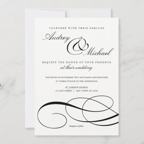 Elegant Calligraphy Black and White Wedding Invite