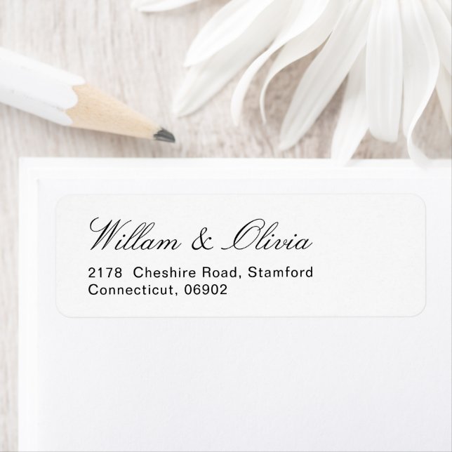 Elegant Calligraphy Black and White Wedding Label (Insitu)