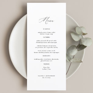 Elegant Calligraphy Black and White Wedding  Menu