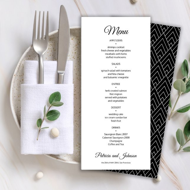 Elegant calligraphy black and white wedding menu (Creator Uploaded)