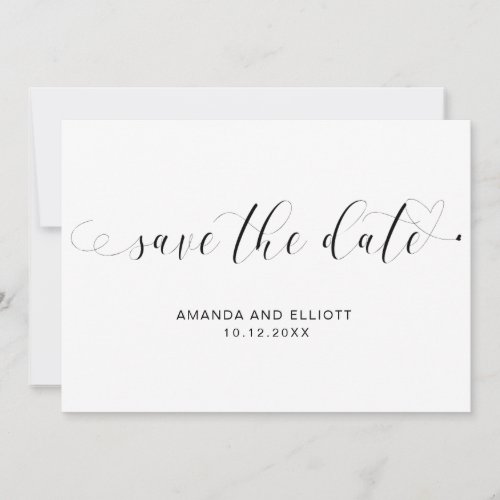 Elegant Calligraphy Black and White Wedding Save The Date