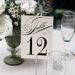 Elegant Calligraphy Black and White Wedding Table Number<br><div class="desc">These beautiful table numbers feature a stunning black and white design with elegant calligraphy script. The modern and elegant table number design will add a touch of sophistication to your tables. They are sure to be a beautiful addition to your event or wedding decor!</div>