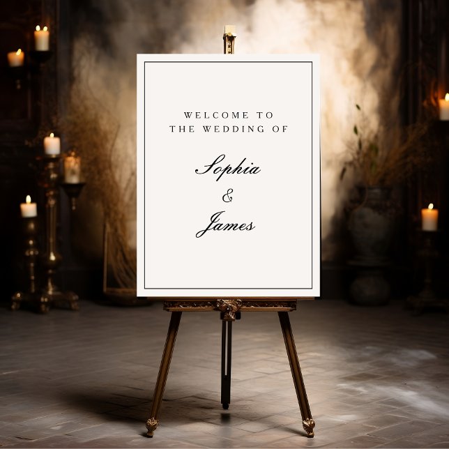 Elegant Calligraphy Black Frame Welcome Wedding Foam Board (Creator Uploaded)