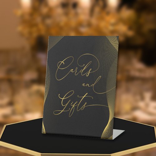 Elegant Calligraphy Black Gold Cards Gifts Pedestal Sign