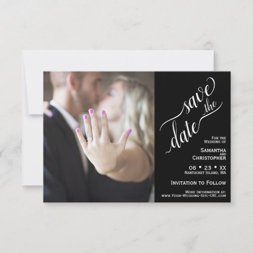 Elegant Calligraphy Black Minimalist Wedding Save The Date