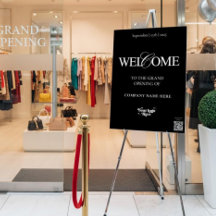 Elegant Calligraphy Black QR Code Welcome Event