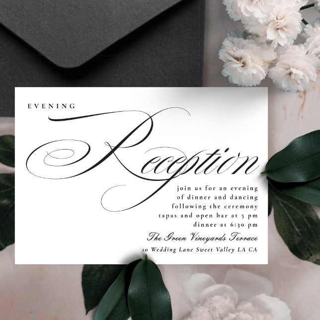 Elegant Calligraphy Black Tie Wedding Reception Invitation (See Matching Collection Below on this page or Contact Me via the Design Contact Button for help )