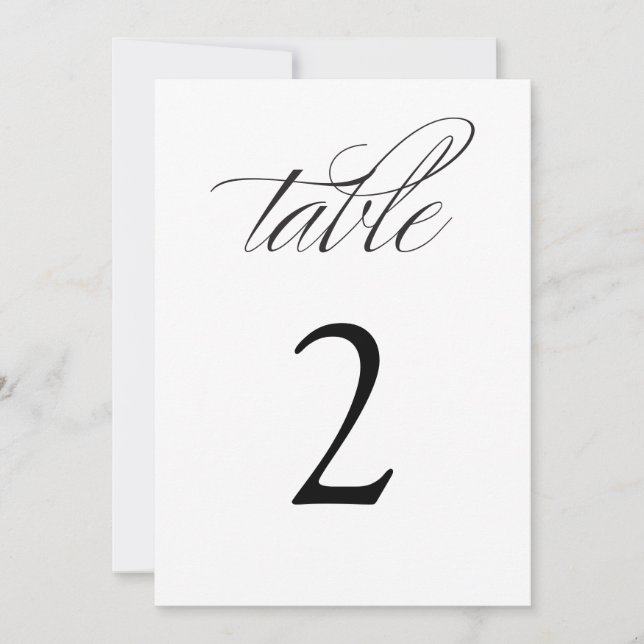 Elegant Calligraphy Black Wedding Table Numbers (Front)