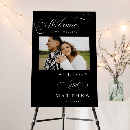 Elegant Calligraphy Black Wedding Welcome Sign