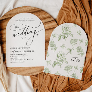 Elegant Calligraphy Black & White Arch Wedding Invitation
