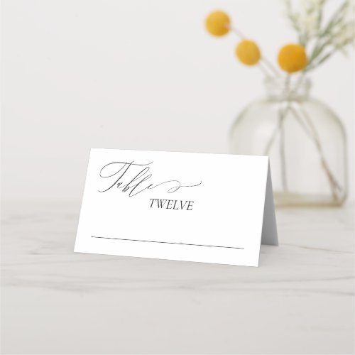 Elegant Calligraphy Black  White Classic Wedding Place Card