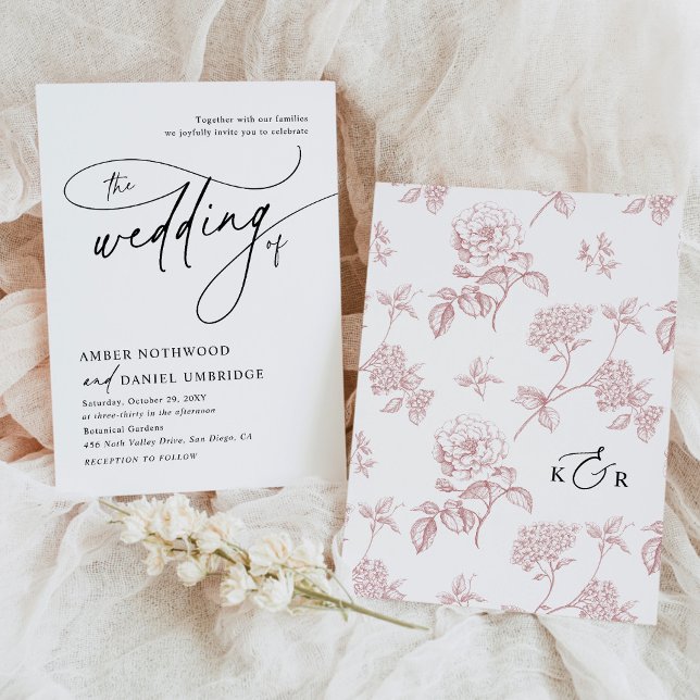 Elegant Calligraphy Black & White Modern Wedding Invitation (Creator Uploaded)