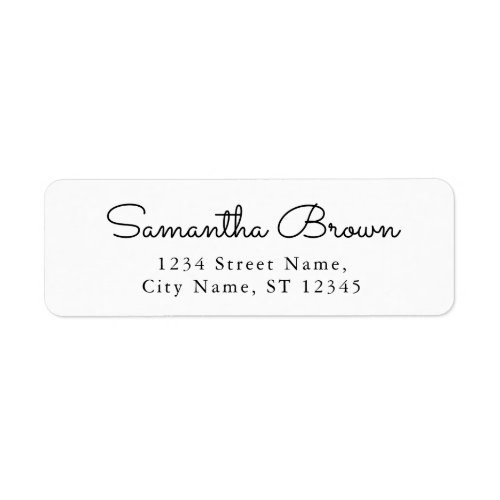 Elegant Calligraphy Black White Return Address Label