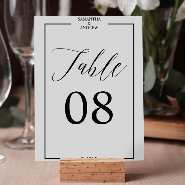 Elegant calligraphy black white table number (Elegant calligraphy black white table number)