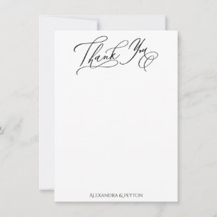 Elegant Calligraphy Black & White Thank You Card