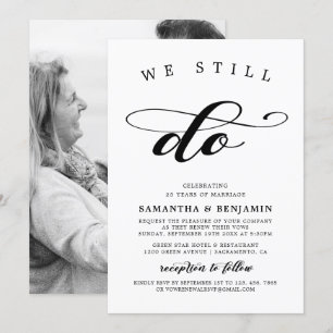 Elegant Calligraphy Black & White Vow Renewal Invitation