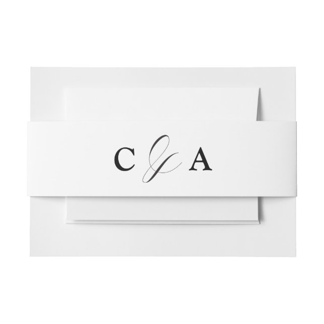 Elegant Calligraphy Black White Wedding Belly Band (Front Example)