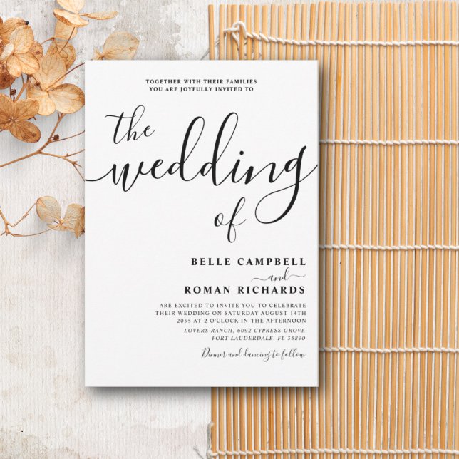 Elegant Calligraphy Black & White Wedding  Invitation (Creator Uploaded)