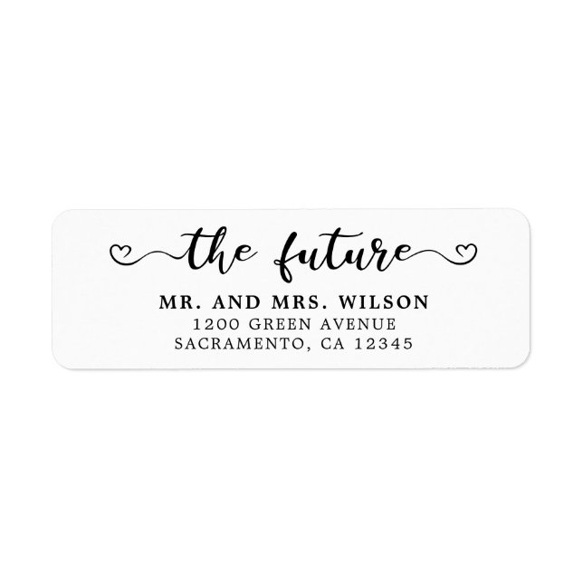Elegant Calligraphy Black & White Wedding Label (Front)
