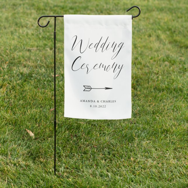 Elegant Calligraphy Black White Wedding Sign Flag (In SItu)