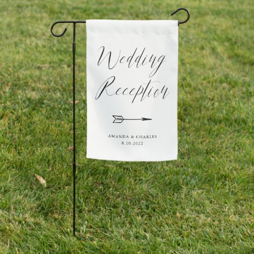 Elegant Calligraphy Black White Wedding Sign Flag