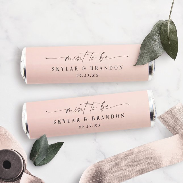 Elegant Calligraphy Blush Pink Wedding Monogram Breath Savers® Mints (Creator Uploaded)