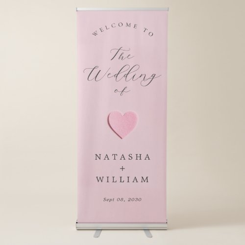 Elegant Calligraphy Blush Pink Wedding Welcome  Retractable Banner