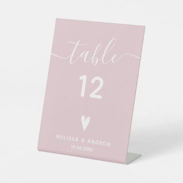 Elegant Calligraphy Blush Wedding Table Number