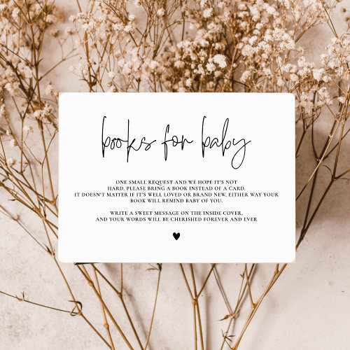 Elegant Calligraphy Books for Baby Baby Shower Enclosure Card