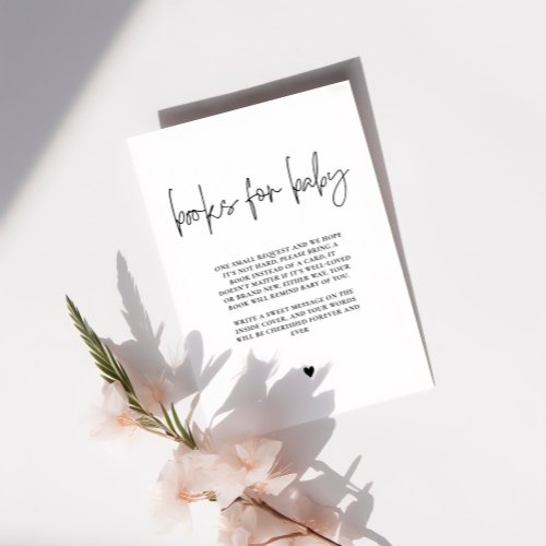 Elegant Calligraphy Books for Baby Baby Shower Enclosure Card